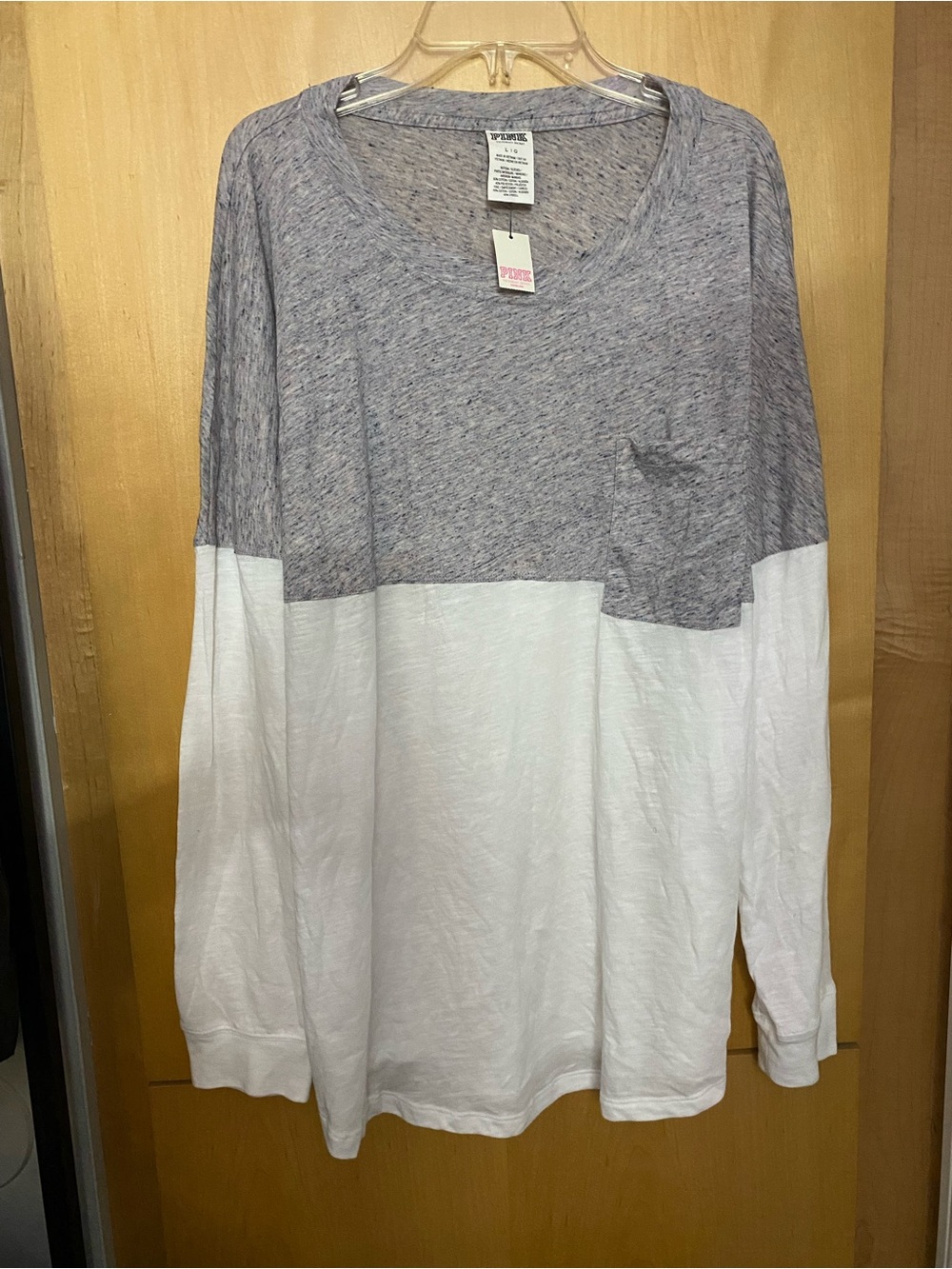 Victoria’s Secret PINK 2014 NWT Oversized Colorblock Long Sleeve Tee L
